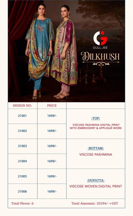 Gull Jee Dilkhush Pashmina Printed Salwar Kameez Catalog